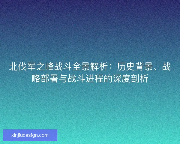 北伐军之峰战斗全景解析：历史背景、战略部署与战斗进程的深度剖析