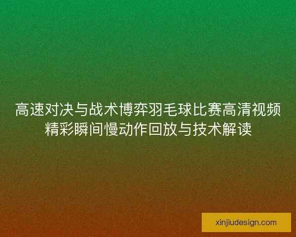高速对决与战术博弈羽毛球比赛高清视频精彩瞬间慢动作回放与技术解读