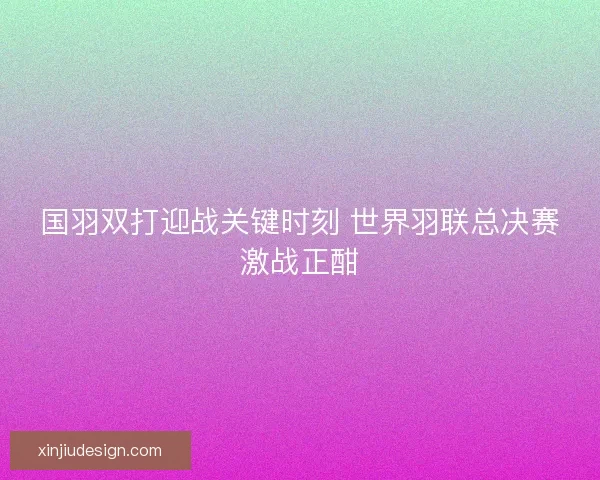 国羽双打迎战关键时刻 世界羽联总决赛激战正酣